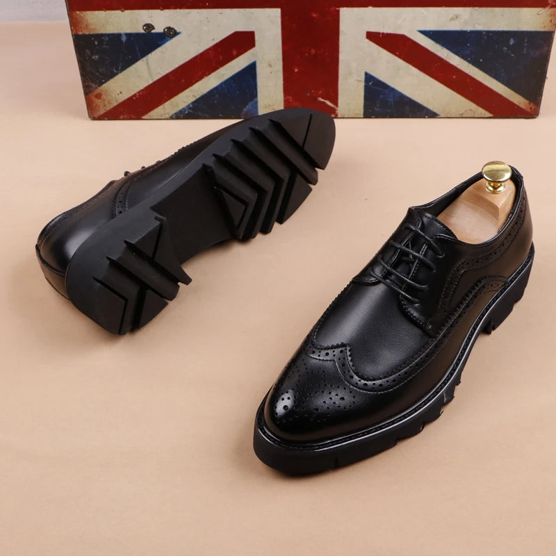 Men casual genuine leather brogue shoes