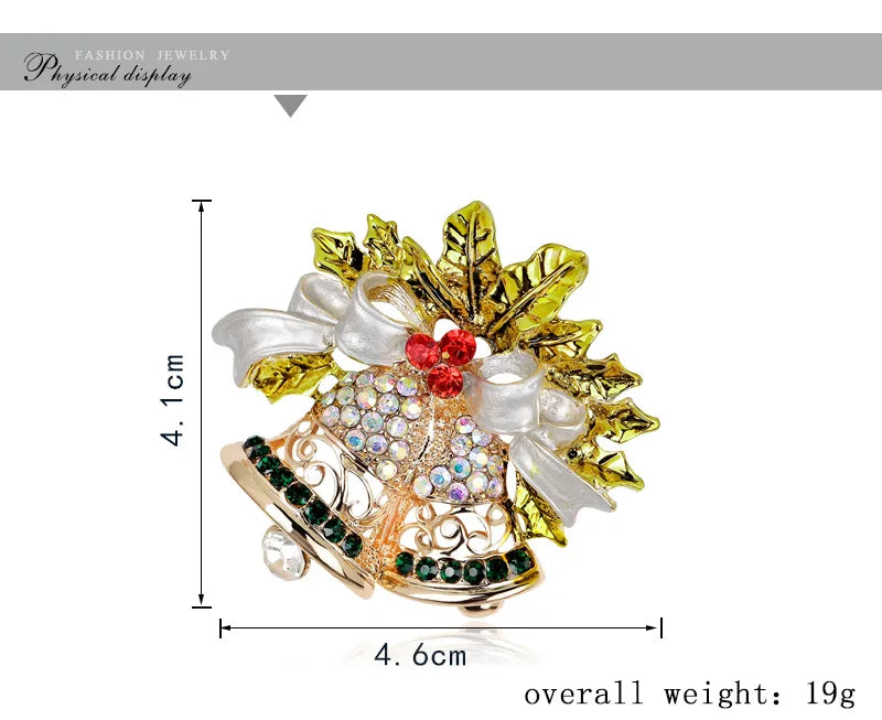Christmas New Year Brooch, Sparkling Rhinestone Santa Claus, Elk Penguin, Snowman Boots, Bell Wreath Pin Jewelry Gift