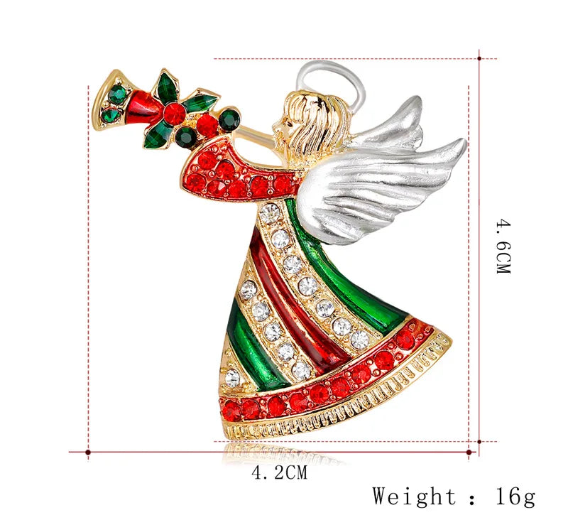 Christmas New Year Brooch, Sparkling Rhinestone Santa Claus, Elk Penguin, Snowman Boots, Bell Wreath Pin Jewelry Gift
