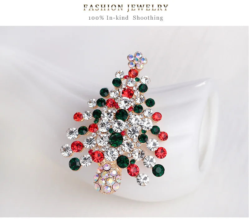 Christmas New Year Brooch, Sparkling Rhinestone Santa Claus, Elk Penguin, Snowman Boots, Bell Wreath Pin Jewelry Gift