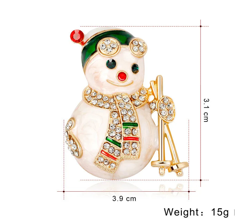 Christmas New Year Brooch, Sparkling Rhinestone Santa Claus, Elk Penguin, Snowman Boots, Bell Wreath Pin Jewelry Gift