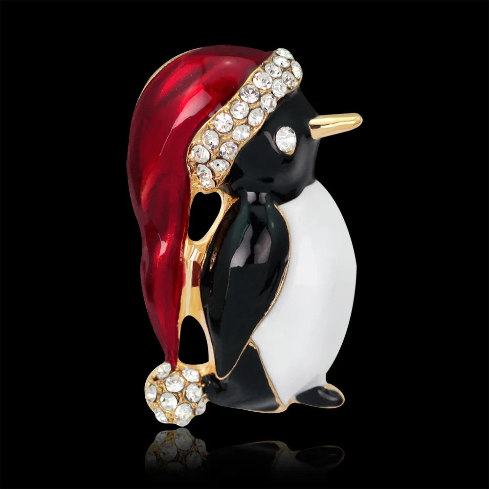 Christmas New Year Brooch, Sparkling Rhinestone Santa Claus, Elk Penguin, Snowman Boots, Bell Wreath Pin Jewelry Gift