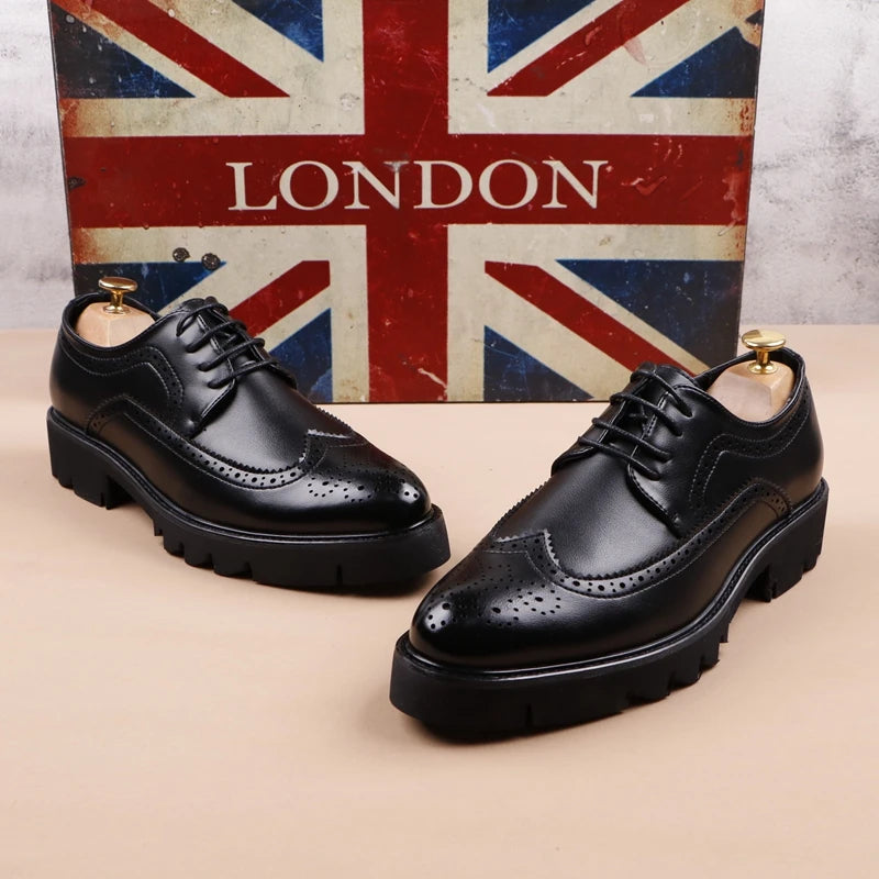 Men casual genuine leather brogue shoes