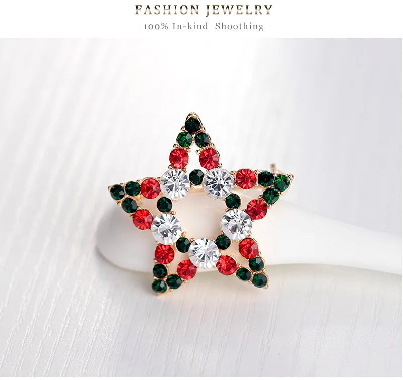 Christmas New Year Brooch, Sparkling Rhinestone Santa Claus, Elk Penguin, Snowman Boots, Bell Wreath Pin Jewelry Gift