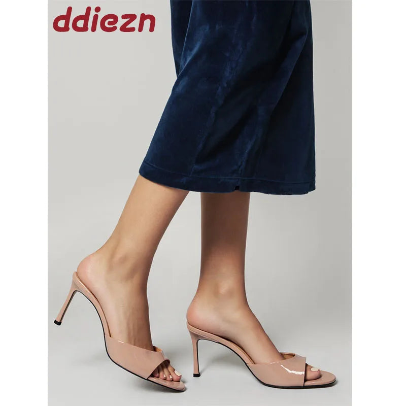 Thin Heeled Female Slides