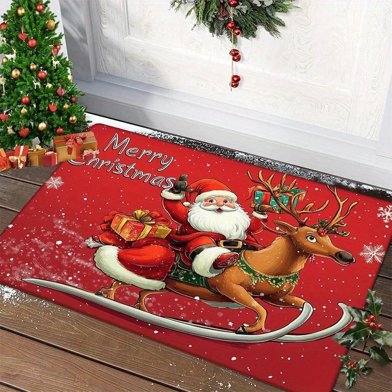 Christmas Door Mat Red Santa Claus Outdoor and indoor Gingerbread Deer Carpet Home Decor Foot Mat
