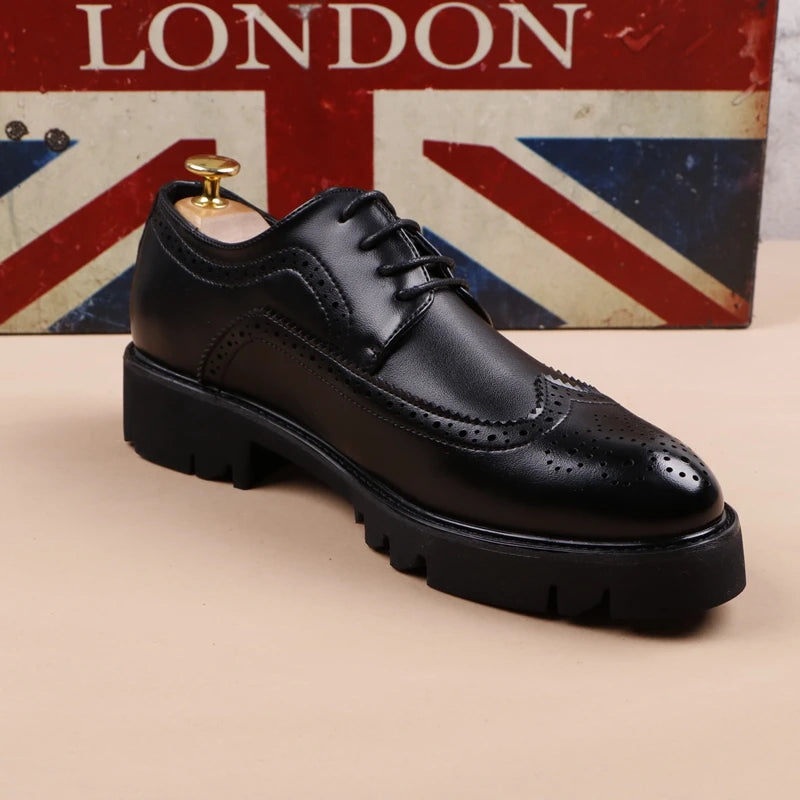 Men casual genuine leather brogue shoes