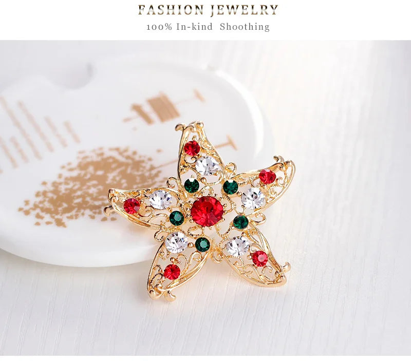 Christmas New Year Brooch, Sparkling Rhinestone Santa Claus, Elk Penguin, Snowman Boots, Bell Wreath Pin Jewelry Gift