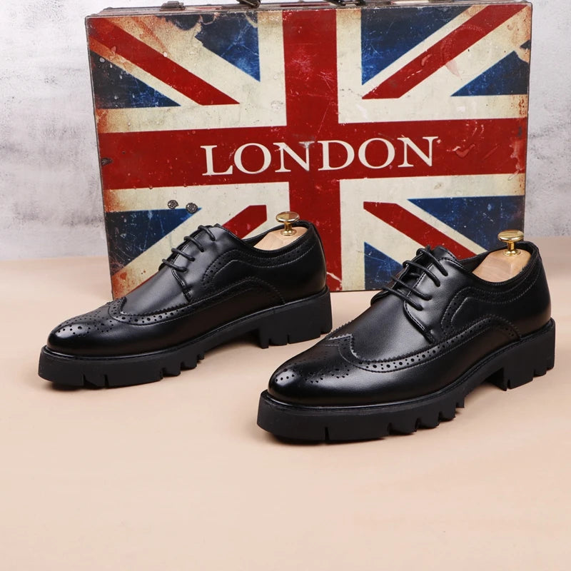 Men casual genuine leather brogue shoes
