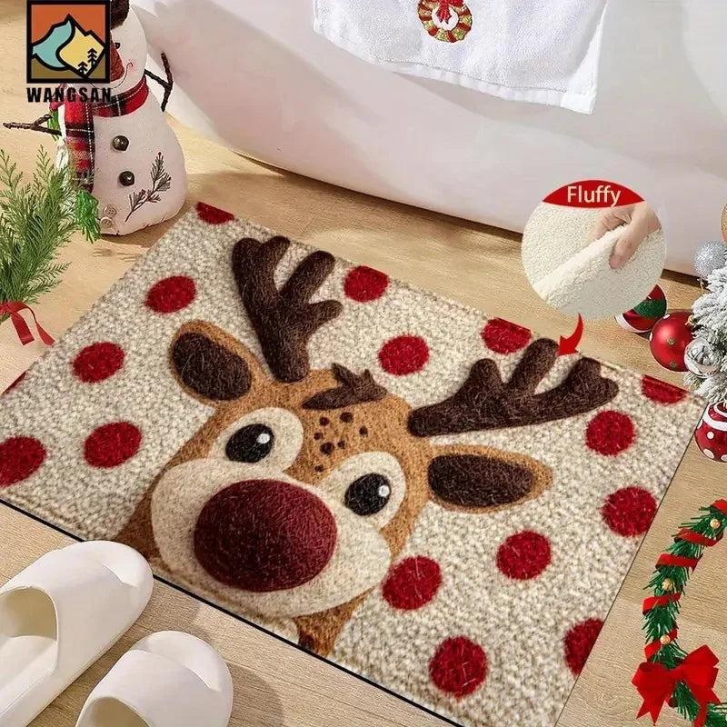 Christmas Door Mat Red Santa Claus Outdoor and indoor Gingerbread Deer Carpet Home Decor Foot Mat