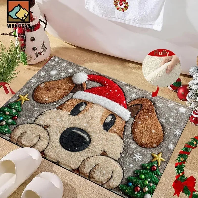 Christmas Door Mat Red Santa Claus Outdoor and indoor Gingerbread Deer Carpet Home Decor Foot Mat