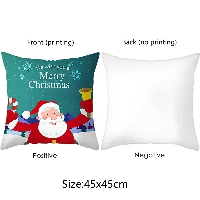 Home Decoration: Christmas: Deer, Santa Claus And Snowman Cushion Covers For Sofa, Bedroom, Car, Pillow Covers
