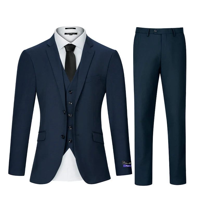 3pcs Men's Classic Solid Color Suit Set