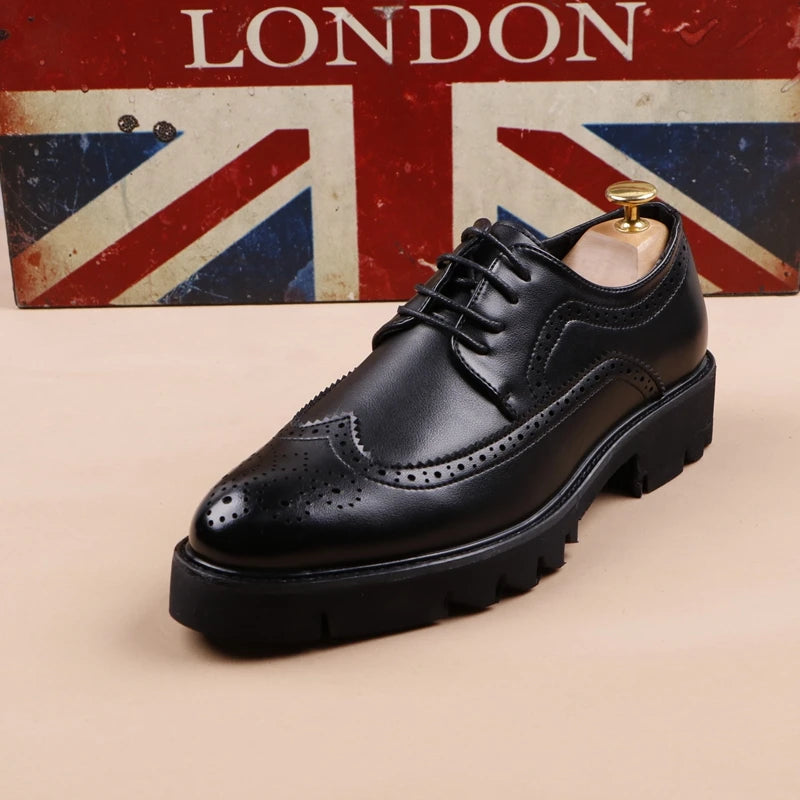 Men casual genuine leather brogue shoes