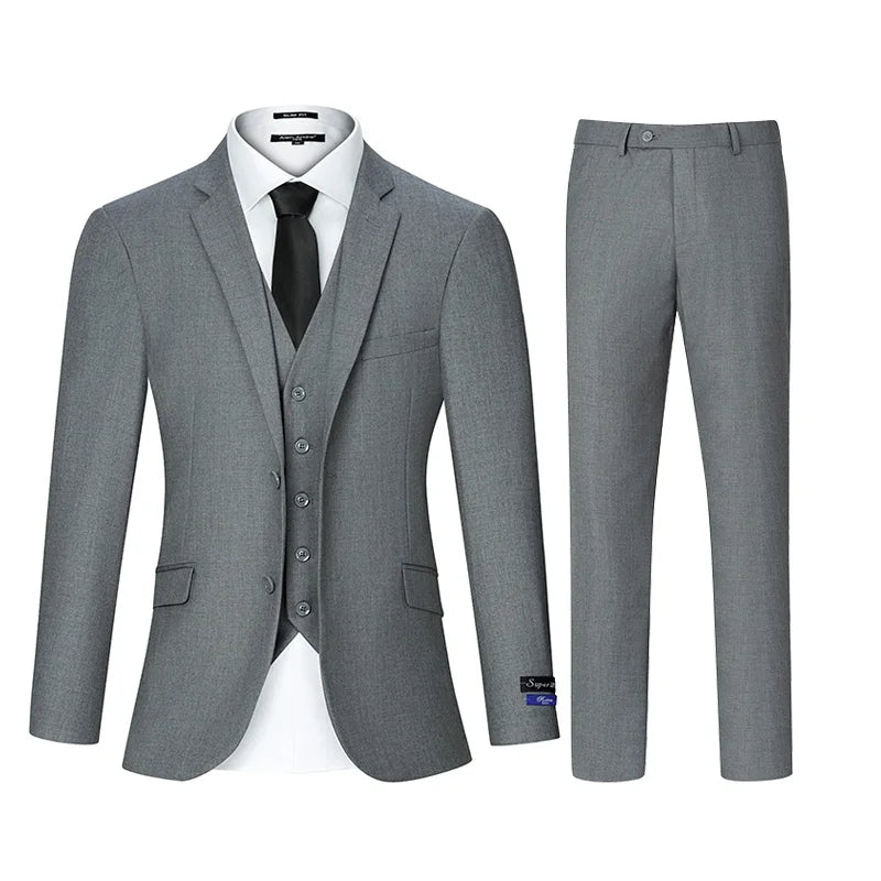 3pcs Men's Classic Solid Color Suit Set