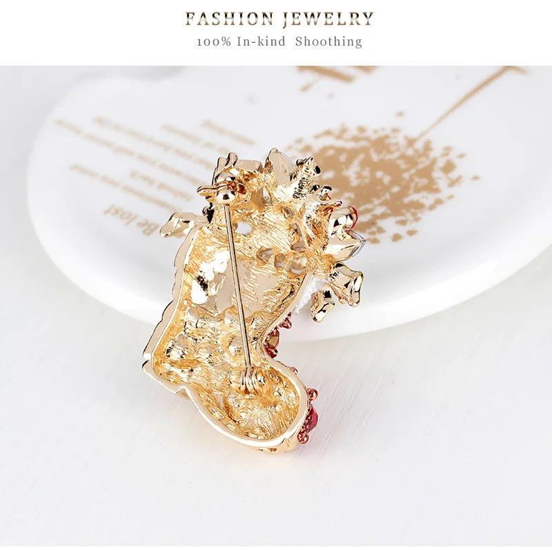 Christmas New Year Brooch, Sparkling Rhinestone Santa Claus, Elk Penguin, Snowman Boots, Bell Wreath Pin Jewelry Gift