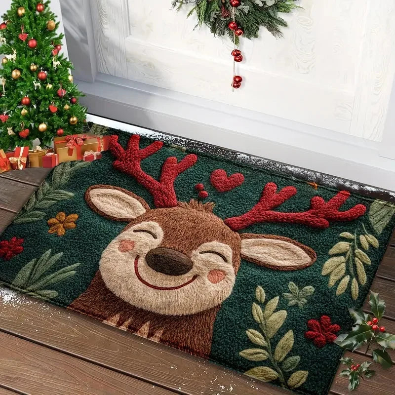 Christmas Door Mat Red Santa Claus Outdoor and indoor Gingerbread Deer Carpet Home Decor Foot Mat