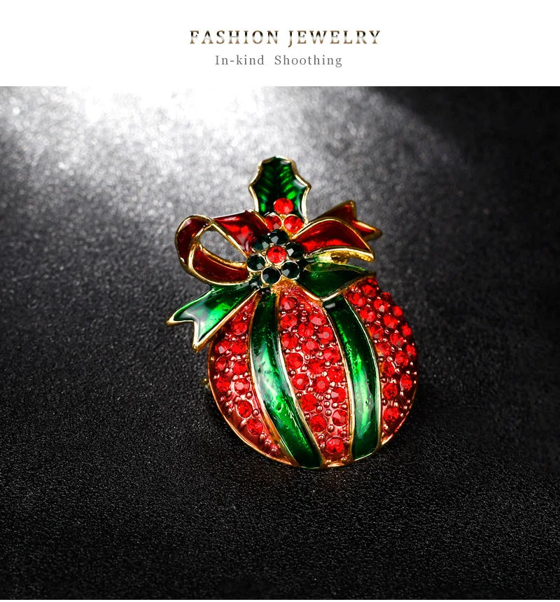 Christmas New Year Brooch, Sparkling Rhinestone Santa Claus, Elk Penguin, Snowman Boots, Bell Wreath Pin Jewelry Gift