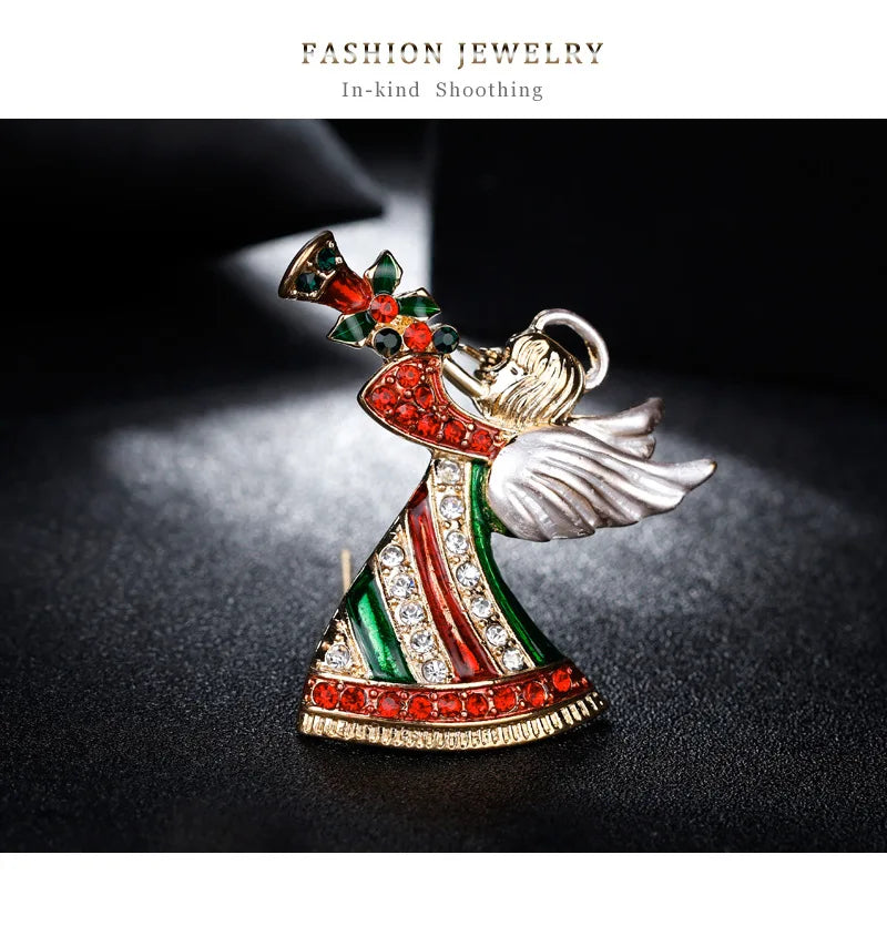 Christmas New Year Brooch, Sparkling Rhinestone Santa Claus, Elk Penguin, Snowman Boots, Bell Wreath Pin Jewelry Gift