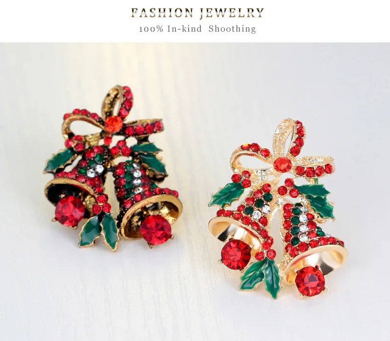 Christmas New Year Brooch, Sparkling Rhinestone Santa Claus, Elk Penguin, Snowman Boots, Bell Wreath Pin Jewelry Gift