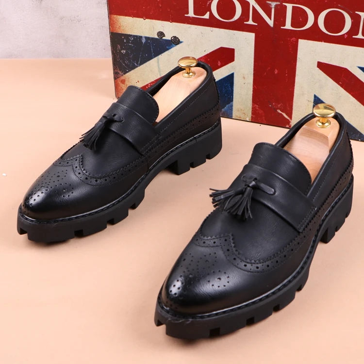 Men casual genuine leather brogue shoes