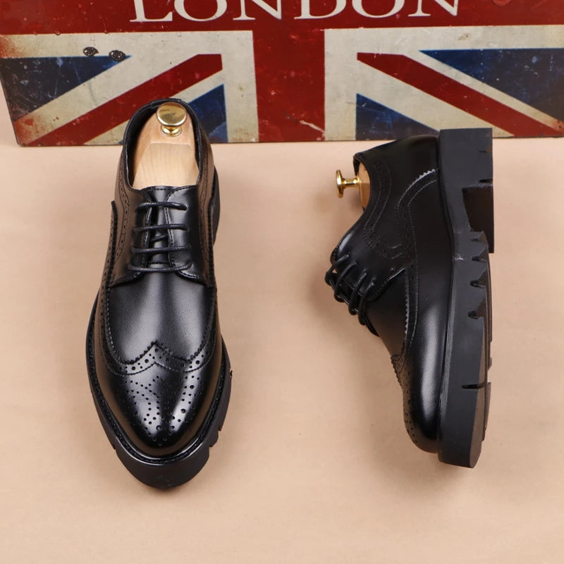 Men casual genuine leather brogue shoes