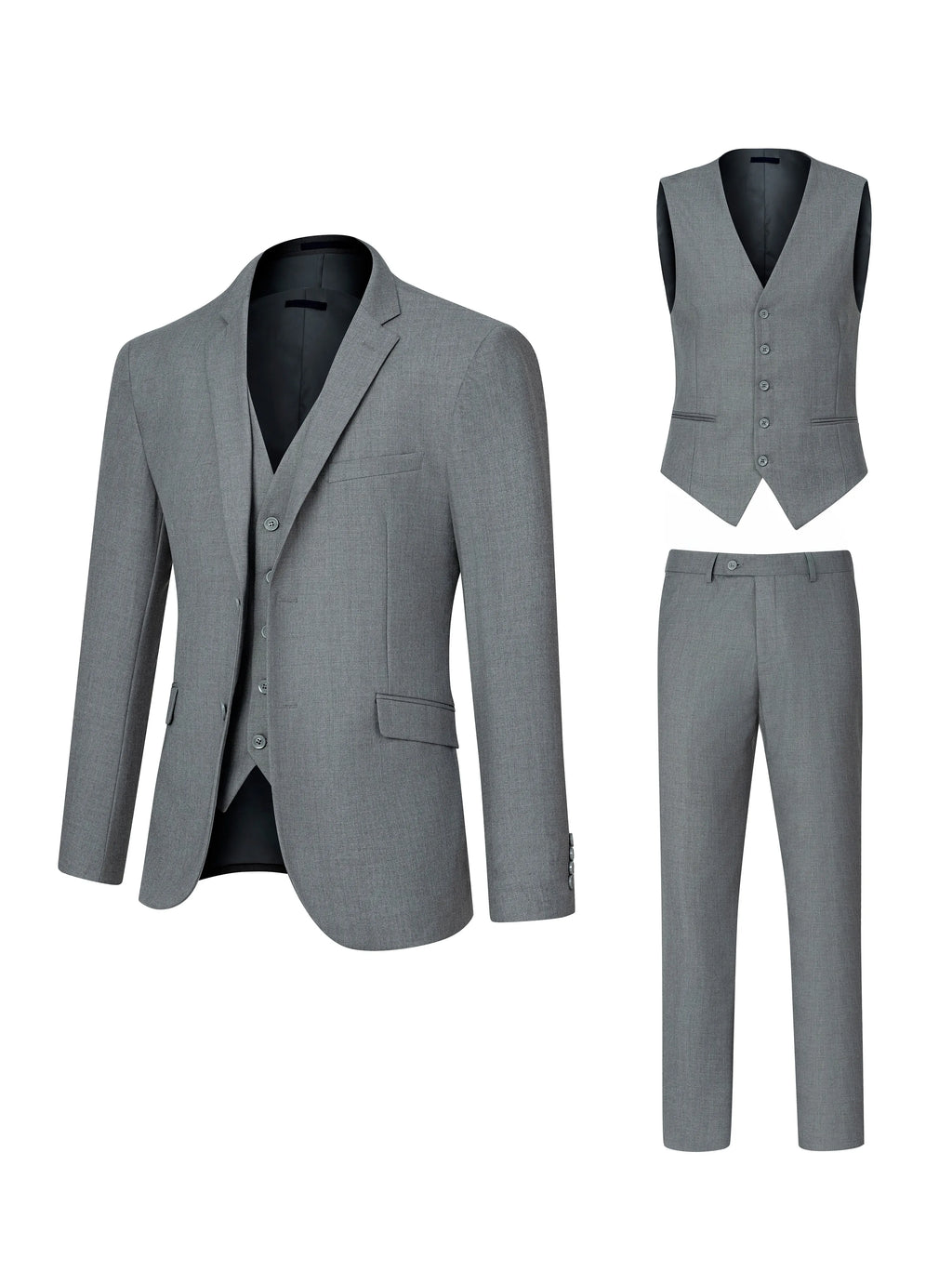 3pcs Men's Classic Solid Color Suit Set