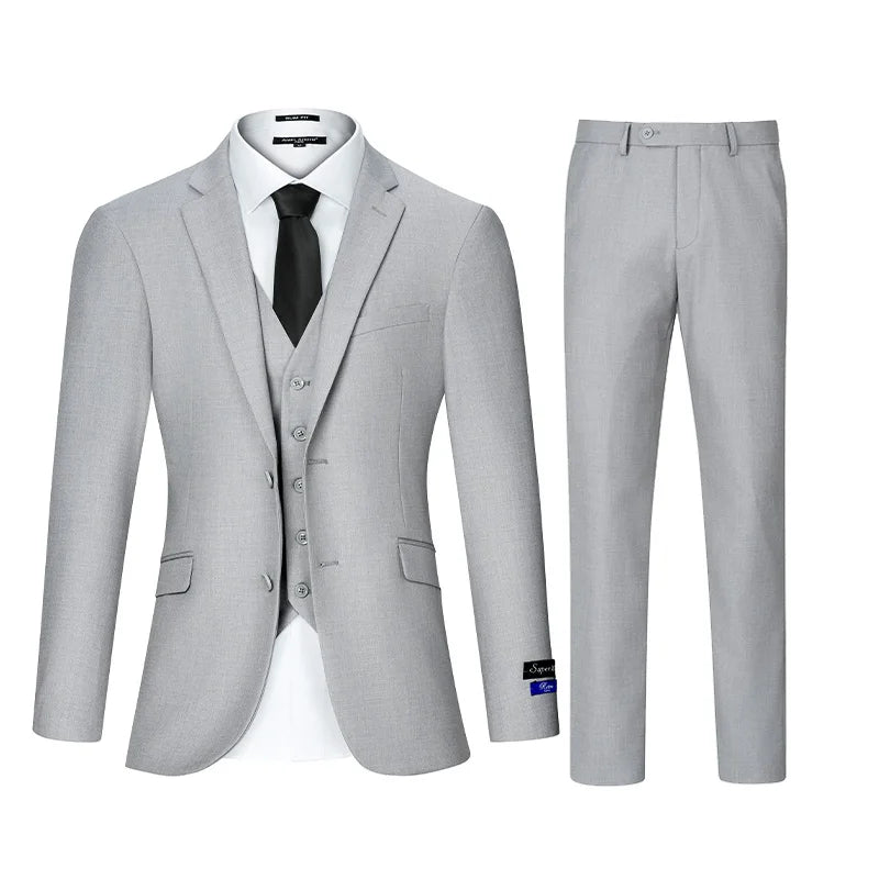 3pcs Men's Classic Solid Color Suit Set