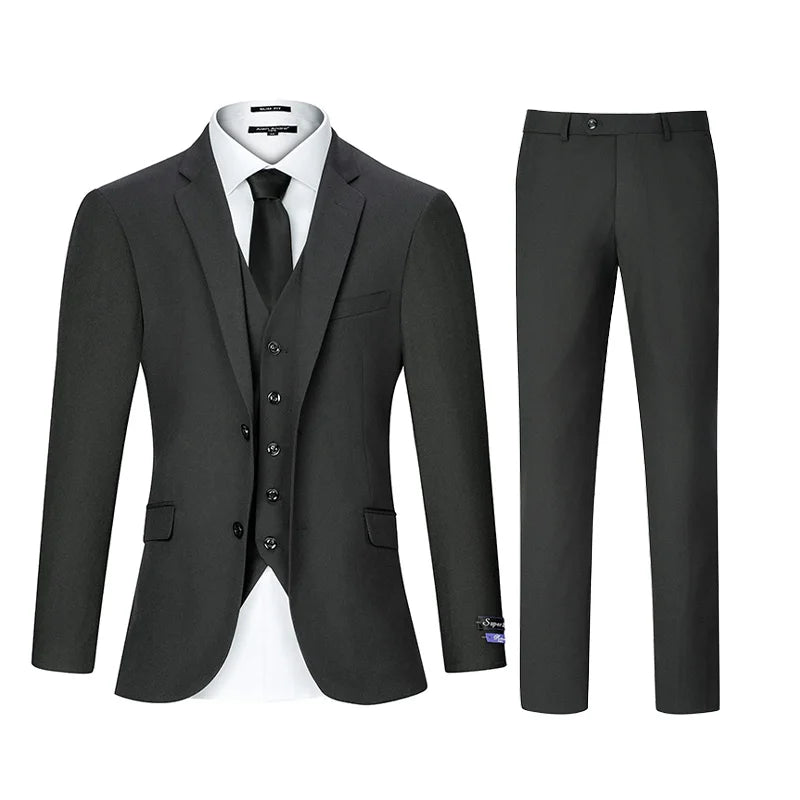 3pcs Men's Classic Solid Color Suit Set