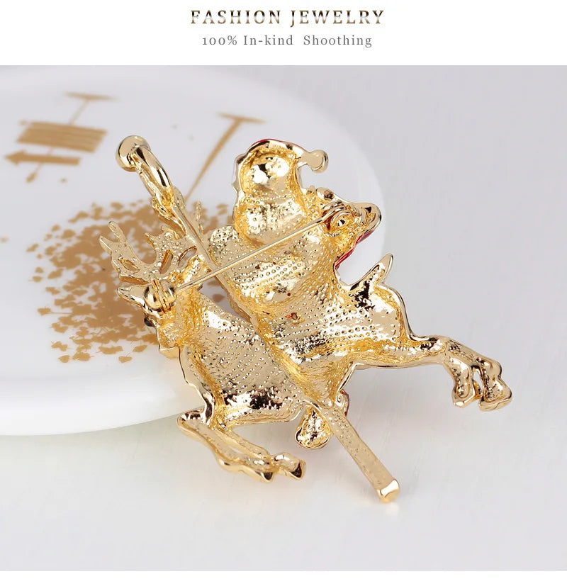 Christmas New Year Brooch, Sparkling Rhinestone Santa Claus, Elk Penguin, Snowman Boots, Bell Wreath Pin Jewelry Gift