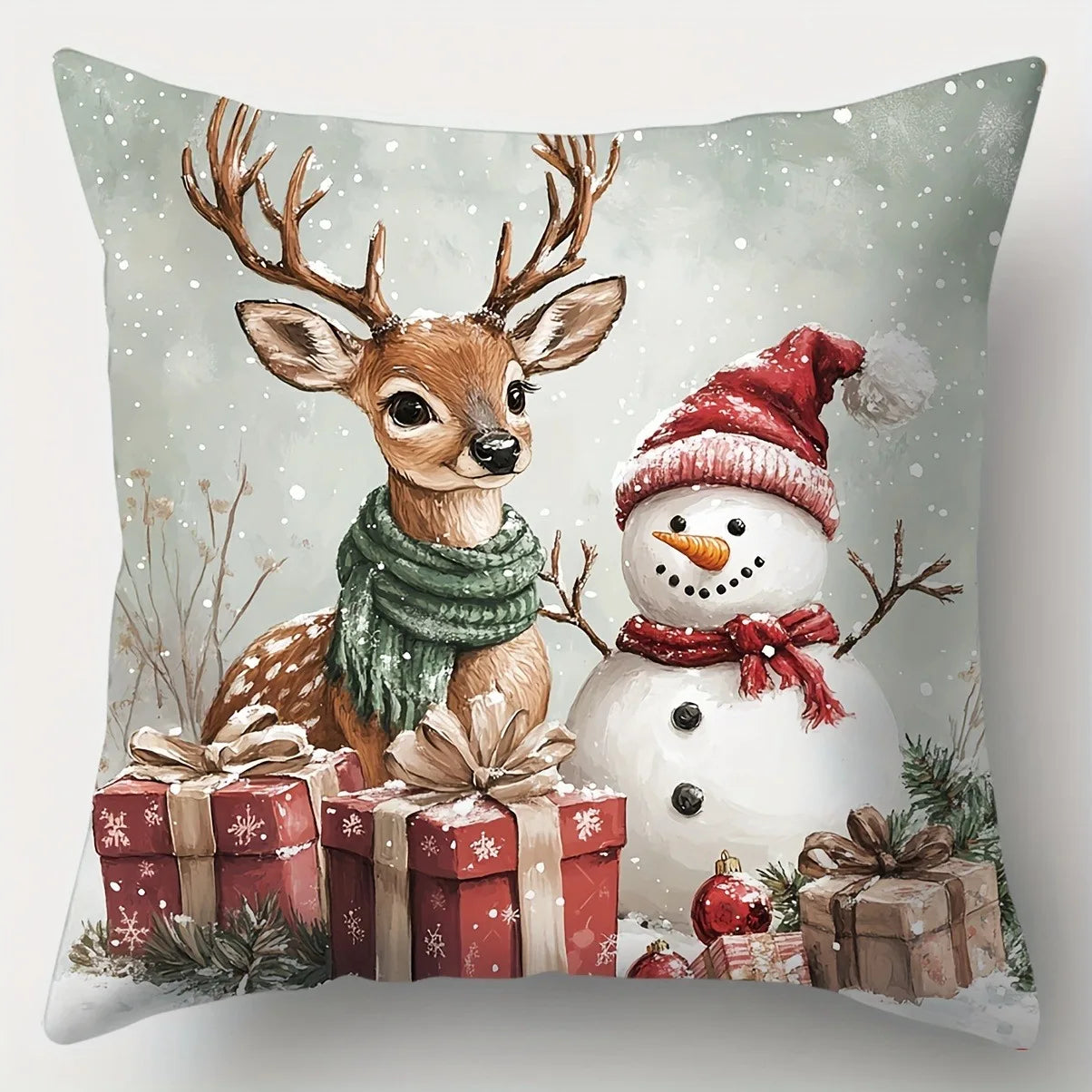 Home Decoration: Christmas: Deer, Santa Claus And Snowman Cushion Covers For Sofa, Bedroom, Car, Pillow Covers