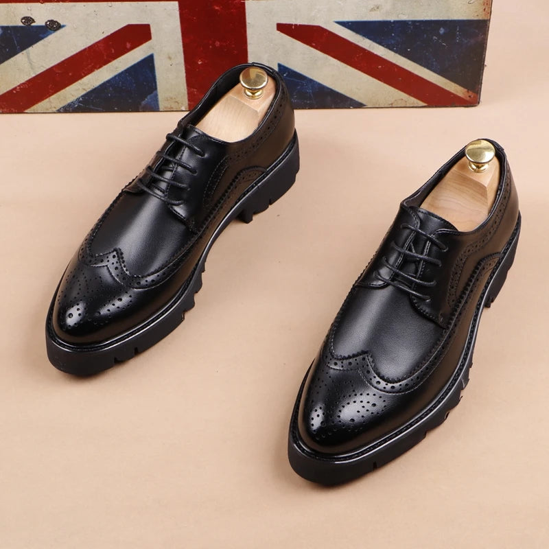 Men casual genuine leather brogue shoes
