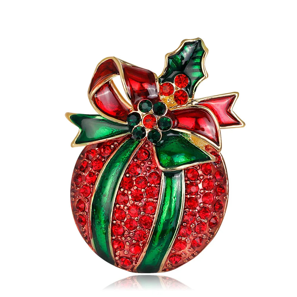 Christmas New Year Brooch, Sparkling Rhinestone Santa Claus, Elk Penguin, Snowman Boots, Bell Wreath Pin Jewelry Gift