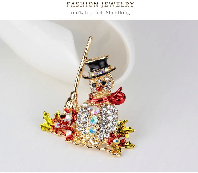 Christmas New Year Brooch, Sparkling Rhinestone Santa Claus, Elk Penguin, Snowman Boots, Bell Wreath Pin Jewelry Gift