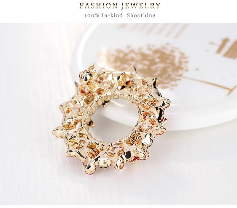 Christmas New Year Brooch, Sparkling Rhinestone Santa Claus, Elk Penguin, Snowman Boots, Bell Wreath Pin Jewelry Gift