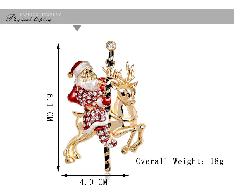 Christmas New Year Brooch, Sparkling Rhinestone Santa Claus, Elk Penguin, Snowman Boots, Bell Wreath Pin Jewelry Gift