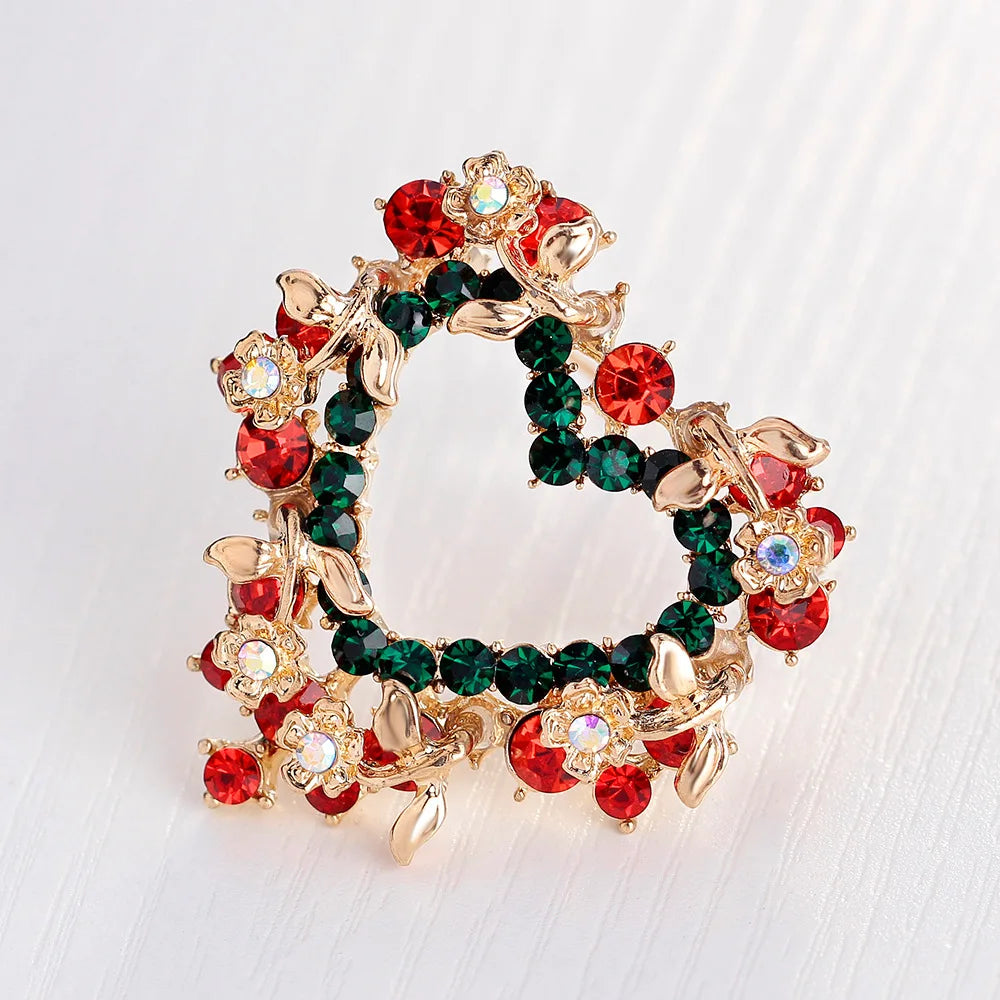 Christmas New Year Brooch, Sparkling Rhinestone Santa Claus, Elk Penguin, Snowman Boots, Bell Wreath Pin Jewelry Gift