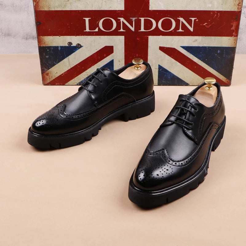 Men casual genuine leather brogue shoes