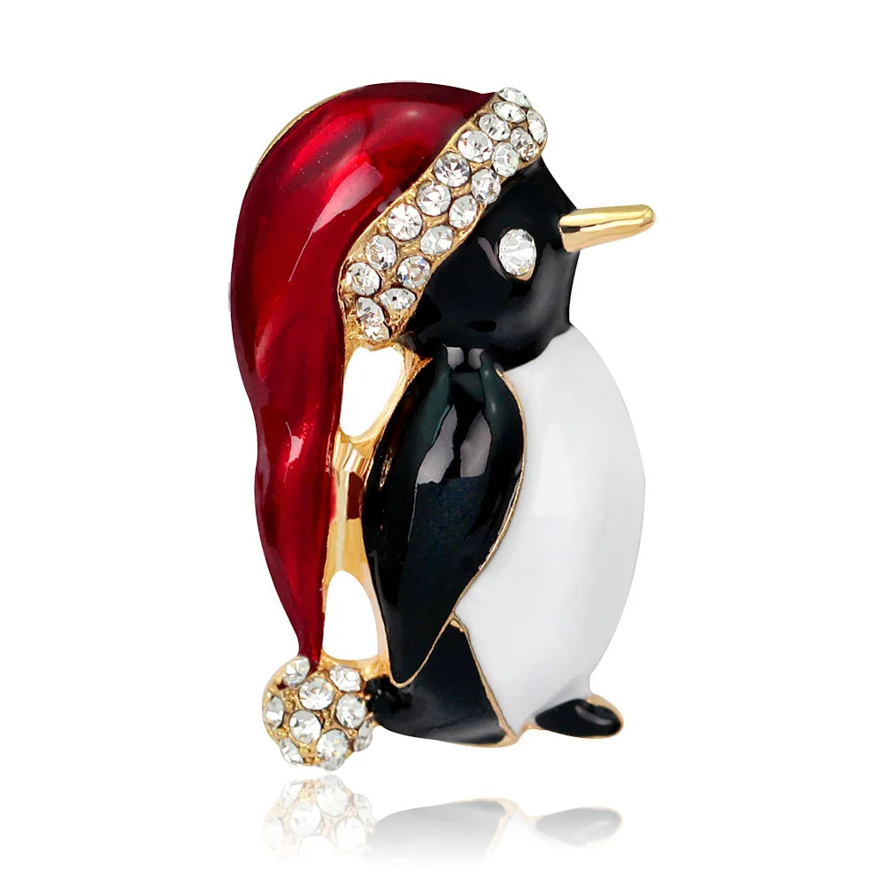 Christmas New Year Brooch, Sparkling Rhinestone Santa Claus, Elk Penguin, Snowman Boots, Bell Wreath Pin Jewelry Gift