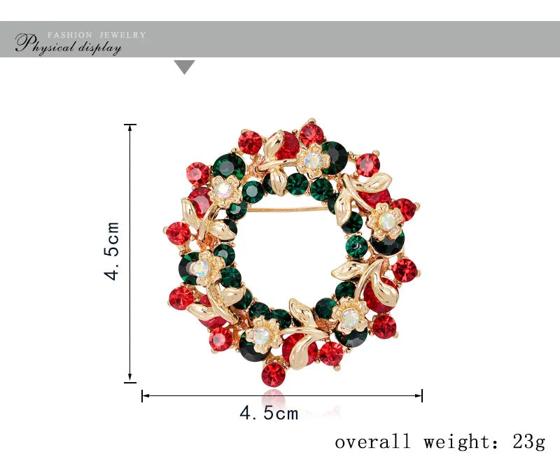 Christmas New Year Brooch, Sparkling Rhinestone Santa Claus, Elk Penguin, Snowman Boots, Bell Wreath Pin Jewelry Gift